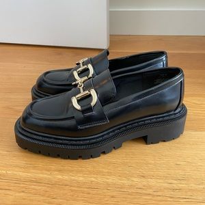 Black chunky loafers